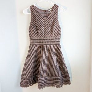 Charlotte Russe Taupe Fit & Flare Mesh Dress, Size Small
